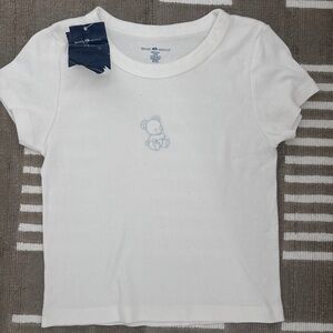 Brandy Melville White Tee with Bear Design